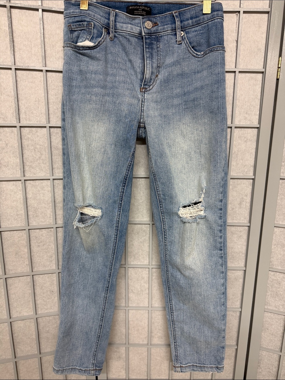 Banana Republic Light Blue Distressed Boyfriend Jeans, Size 25/0